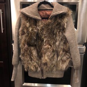 Women’s raccoon fur sweater jacket